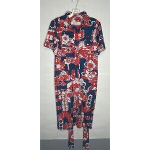 TRACY NEGOSHIAN Short Sleeve Button Up Tie Waist Shirt Dress Size Large